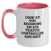 Funny Air Traffic Controller Two Tone Coffee Mugs Gifts from Friends for Men, Unique Christmas Unique Gifts for Air Traffic Controller Enthusiasts - Main